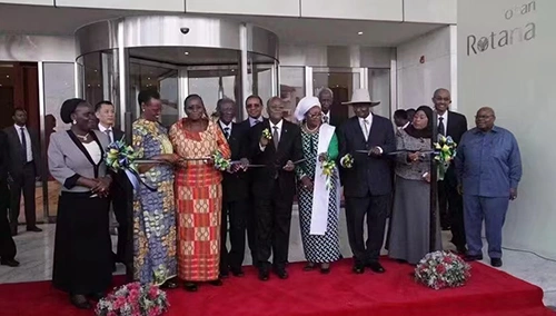 The then-President officiating at the hotel's inauguration ceremony